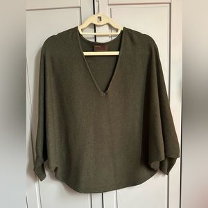 Forest Green Poncho Style Long Sleeve Sweater